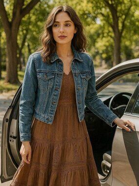 Just FAB Sz XL Distressed Blue Jean Jacket